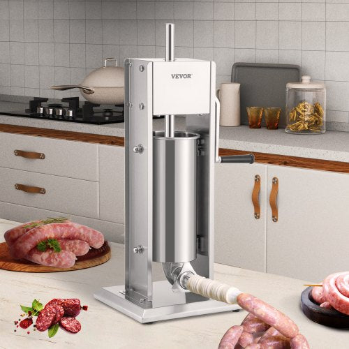 Vertical Manual Sausage Stuffer Stainless Steel Sausage Filling Machine With Tubes Suction Base 4