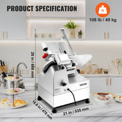 Food Slicer Machine With Stainless Steel Blade Adjustable Thickness Automatic Meat Slicer With Chil 6
