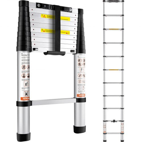 Portable Telescoping Ladder Multi-purpose Aluminum Extension Ladder Non-slip Feet High LBS Capacity