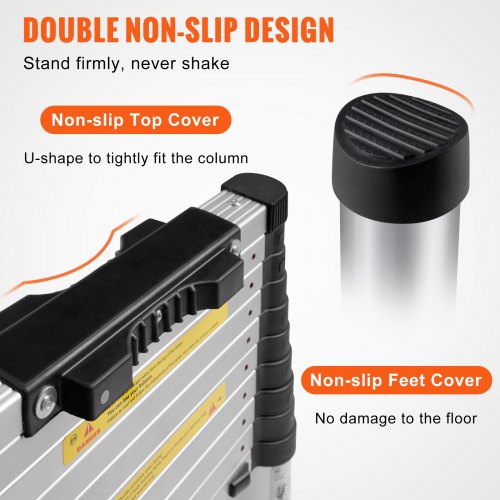 Portable Telescoping Ladder Multipurpose Aluminum Extension Ladder Nonslip Feet High LBS Capacity 4