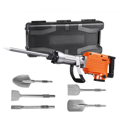 Electric Demolition Jack Hammer Concrete Breaker Heavy Duty with Chisels and Case BPM