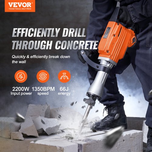 Electric Demolition Jack Hammer Concrete Breaker Heavy Duty With Chisels And Case BPM 1