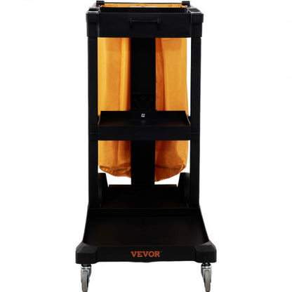 Cleaning Cart With PVC Bag Shelf Plastic Janitorial Trolley High Lbs Capacity Housekeeping Cart 10