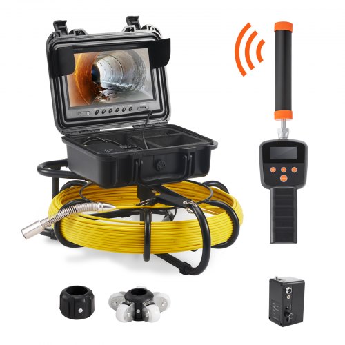 Sewer Camera with Locator, Semi-Rigid Cable, Waterproof Camera with Adjustable LEDs, DVR Function
