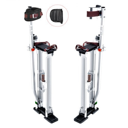 Adjustable Aluminum Tool Stilts for Drywall Painting Taping with Protective Knee Pads Silver Non-slip Work Stilts