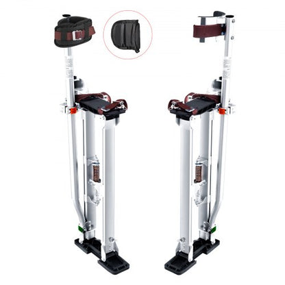 Adjustable Aluminum Tool Stilts for Drywall Painting Taping with Protective Knee Pads Silver Non-slip Work Stilts