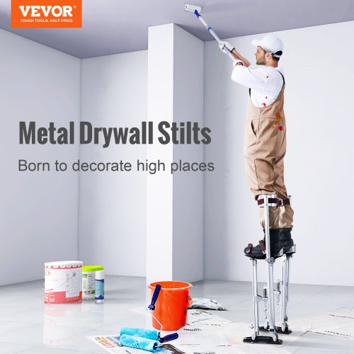 Adjustable Aluminum Tool Stilts For Drywall Painting Taping With Protective Knee Pads Silver Nonsli 1