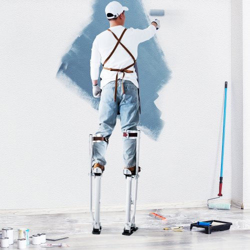 Adjustable Aluminum Tool Stilts For Drywall Painting Taping With Protective Knee Pads Silver Nonsli 5