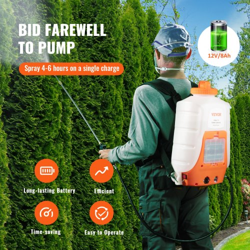 Battery Powered Backpack Sprayer PSI Adjustable Pressure Nozzles Battery 3