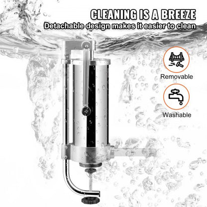 Sausage Stuffer With Stainless Steel Stuffing Tubes Suction Base Manual Crank For Household Or Comm 6