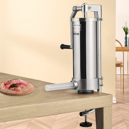 Sausage Stuffer With Stainless Steel Stuffing Tubes Suction Base Manual Crank For Household Or Comm 4