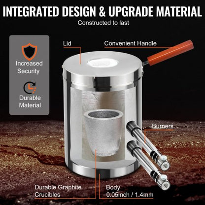 Stainless Steel Smelting Furnace Kit Capacity Foundry With Double Burners For Gold Copper Silver Ca 4