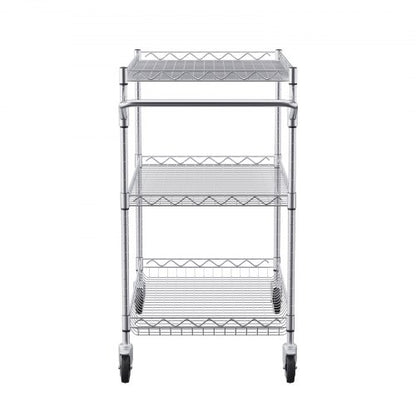 Metal Service Cart On Wheels Kitchen Utility Cart With High Capacity Wire Rolling Cart Adjustable S 7