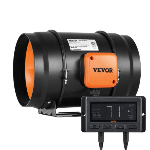 Inline Duct Fan EC Motor Ventilation Exhaust Fan for Cooling Booster Hydroponics Grow Tents with Temperature Humidity