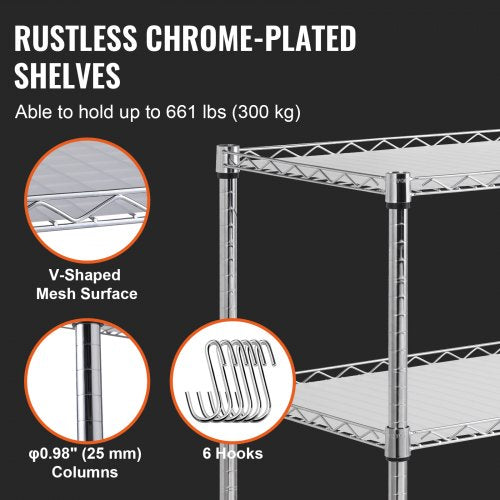 Metal Rolling Cart With Tiers High LBS Capacity Steel Service Cart On Wheels Adjustable Shelves Wit 1