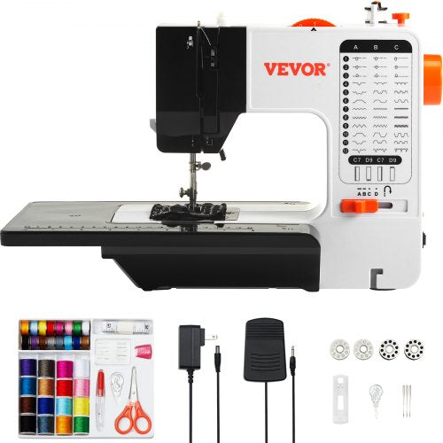 Sewing Machine with Stitches, Reverse Sewing, Extension Table Foot Pedal, Portable Dual Speed Machine, Accessories Kit