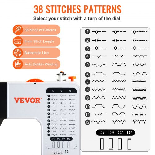 Sewing Machine With Stitches Reverse Sewing Extension Table Foot Pedal Portable Dual Speed Machine  5