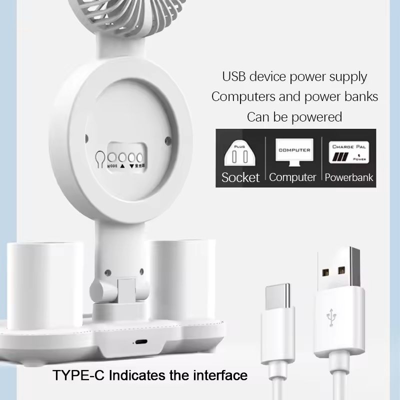 Rechargeable LED Table Lamp With Clock And Fan 5