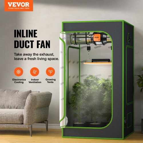Inline Duct Fan Hydroponics Cooling Booster Variable Speed Controller Quiet AC Motor Ventilation Ex 2