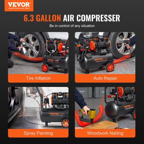 Air Compressor Oil Free Compressor Tank PSI Air Compressors For Auto Repair Tire Inflation Spray Pa 6