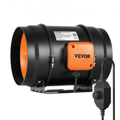 Inline Duct Fan, Variable Speed Controller Ventilation Exhaust Fan, Quiet AC Motor Cooling Booster for Hydroponics