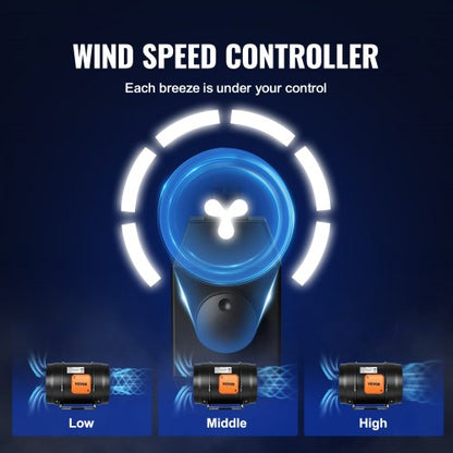 Inline Duct Fan Variable Speed Controller Ventilation Exhaust Fan Quiet AC Motor Cooling Booster Fo 4