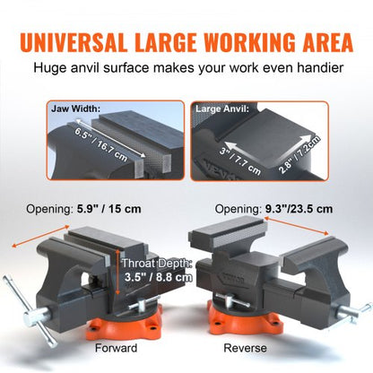Swivel Locking Base Bench Vise Ductile Iron Two Way Jaw Heavy Duty Vice For Metalworking And Repair 6