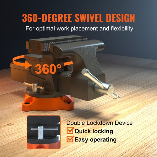 Swivel Locking Base Bench Vise Ductile Iron Two Way Jaw Heavy Duty Vice For Metalworking And Repair 2