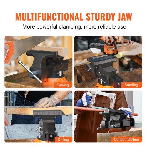 Swivel Locking Base Bench Vise Ductile Iron Two Way Jaw Heavy Duty Vice For Metalworking And Repair 3