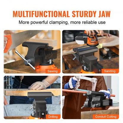 Swivel Locking Base Bench Vise Ductile Iron Two Way Jaw Heavy Duty Vice For Metalworking And Repair 3