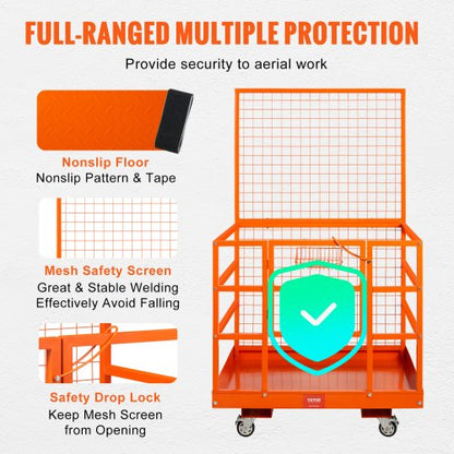 High Load Capacity Forklift Work Platform Forklift Safety Cage With Safety Harness Lock Dual Nonsli 3