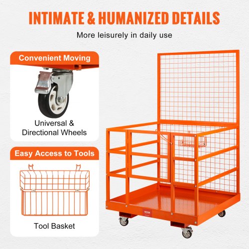 High Load Capacity Forklift Work Platform Forklift Safety Cage With Safety Harness Lock Dual Nonsli 4