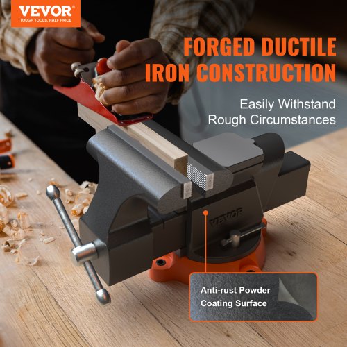 Heavy Duty Ductile Iron Bench Vise With Anvil Swivel Locking Base Secure Grip For Workshop And DIY  1