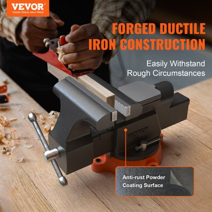 Heavy Duty Ductile Iron Bench Vise With Anvil Swivel Locking Base Secure Grip For Workshop And DIY  1