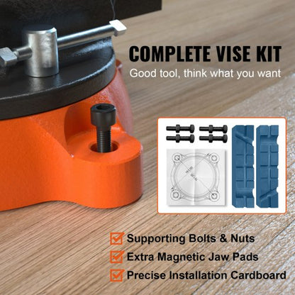 Heavy Duty Ductile Iron Bench Vise With Anvil Swivel Locking Base Secure Grip For Workshop And DIY  2
