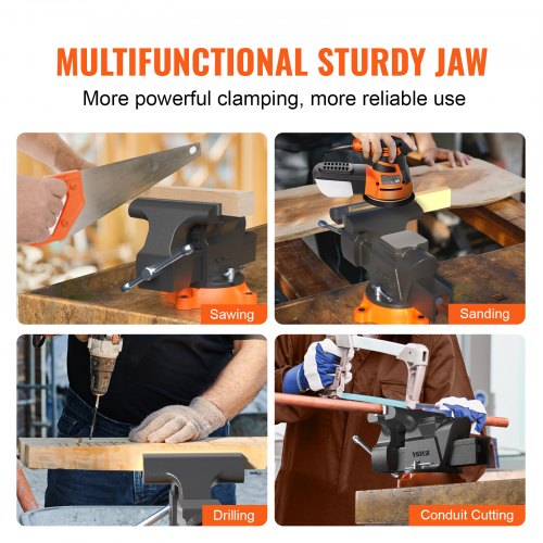Heavy Duty Ductile Iron Bench Vise With Anvil Swivel Locking Base Secure Grip For Workshop And DIY  4