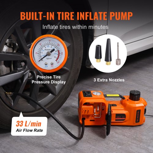 Portable Car Lift Electric Car Jack LBS Hydraulic Jack With Electric Impact Wrench Built In Inflata 3