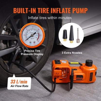Portable Car Lift Electric Car Jack LBS Hydraulic Jack With Electric Impact Wrench Built In Inflata 3