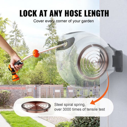 Water Hose Reel Retractable Hose Reel Swivel Wall Mounted Garden Reel Auto Rewind Heavy Duty Outdoo 3