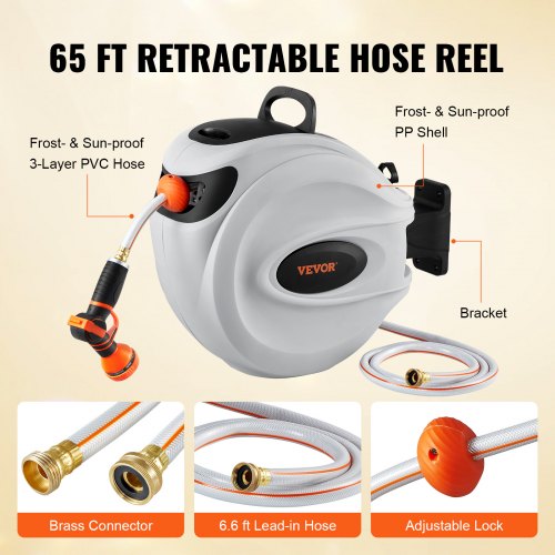 Water Hose Reel Retractable Hose Reel Swivel Wall Mounted Garden Reel Auto Rewind Heavy Duty Outdoo 4