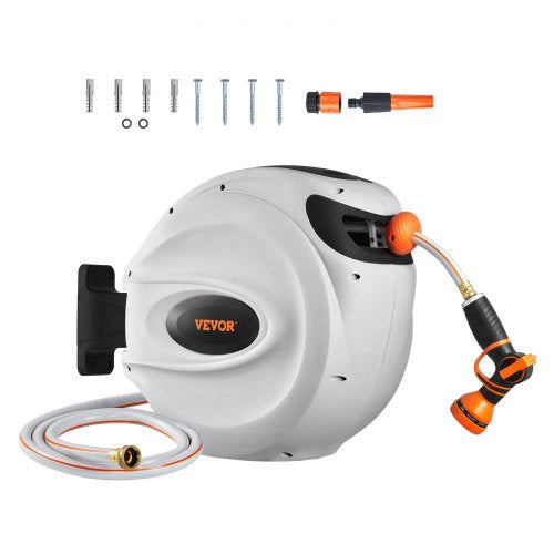 Water Hose Reel Retractable Hose Reel Swivel Wall Mounted Garden Reel Auto Rewind Heavy Duty Outdoo 7