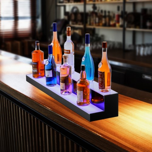 Commercial Illuminated Home Bar Shelf LED Lighted Liquor Bottle Display Acrylic Drink Shelves With  6