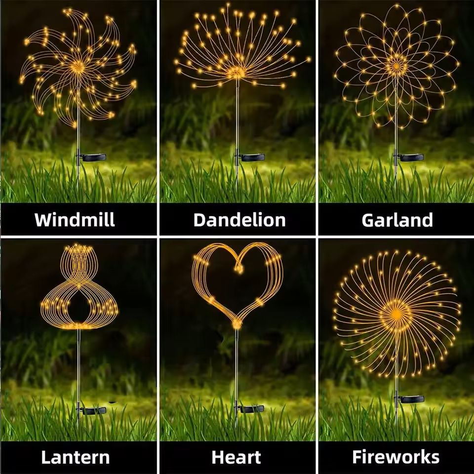 LED Solar Firework Lights Waterproof Garden Decor 1
