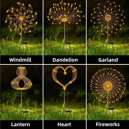 LED Solar Firework Lights Waterproof Garden Decor 1