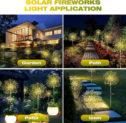 LED Solar Firework Lights Waterproof Garden Decor 2