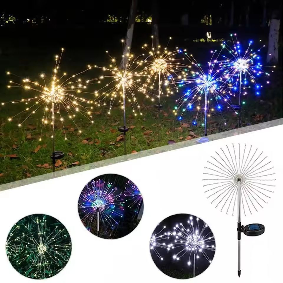 LED Solar Firework Lights Waterproof Garden Decor 3