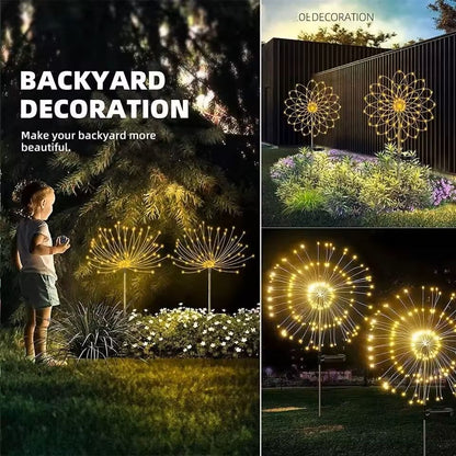LED Solar Firework Lights Waterproof Garden Decor 4