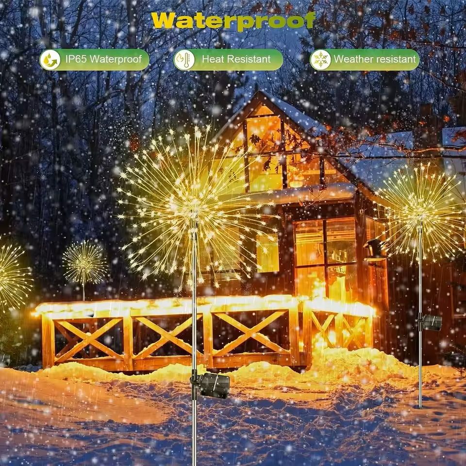 LED Solar Firework Lights Waterproof Garden Decor 5