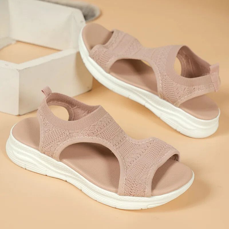 Women Summer 2024 Mesh Fish Platform Sandals Open Toe Wedge Slip On Casual Shoes 4
