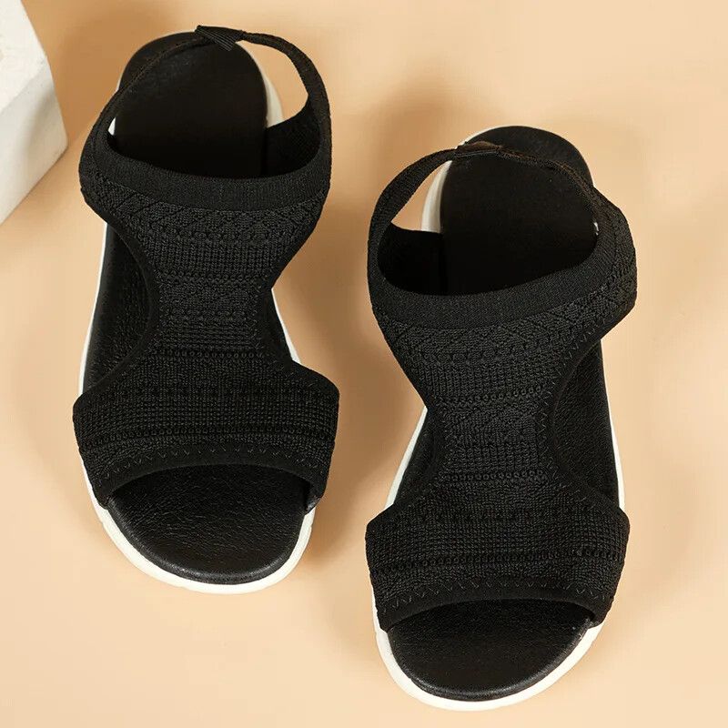 Women Summer 2024 Mesh Fish Platform Sandals Open Toe Wedge Slip On Casual Shoes 7